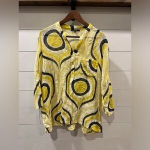 Charlie B Yellow/ Navy Blouse- XL